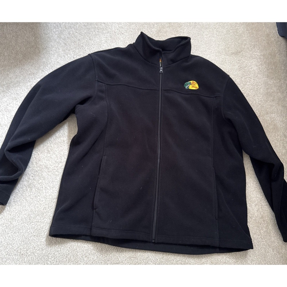 Bass Pro Shops Fleece Jacket Men XL Black‎ Full Zip Outdoor Hunting Fishing Warm